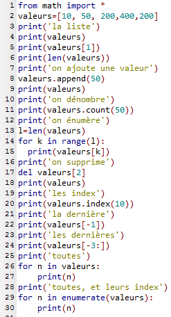 manipuler les listes en Python