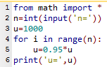 programme en Python pour déterminer u_n avec une boucle Pour